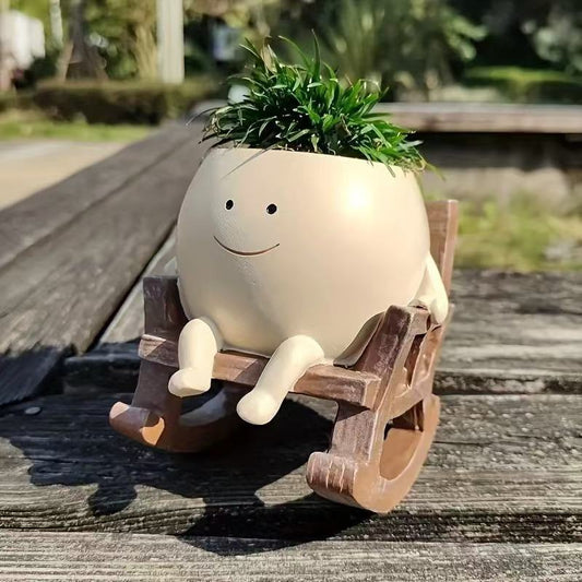 スマイリーロッキングチェア植木鉢