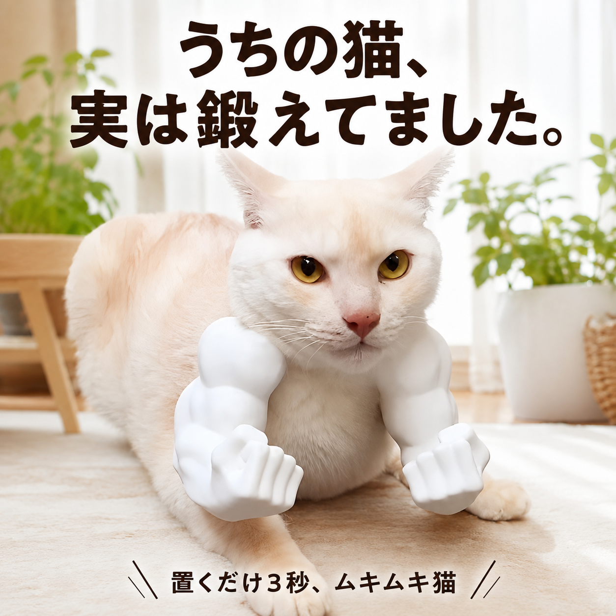 うちの猫、実は鍛えてました。置くだけ3秒のムキムキ猫