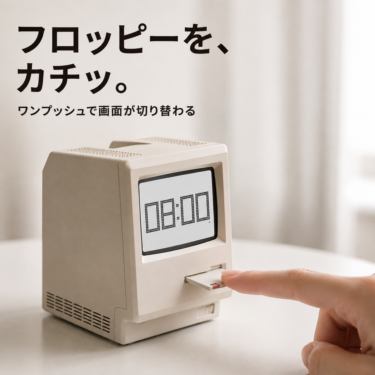 フロッピーをカチッ ワンプッシュで画面が切り替わる