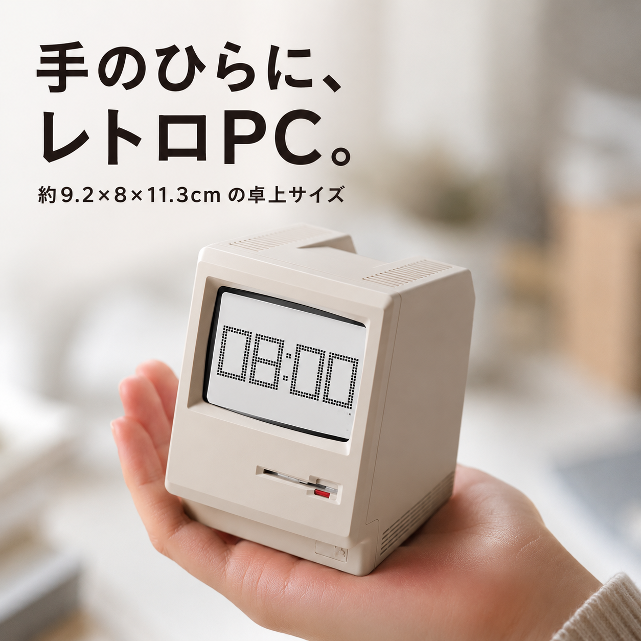 手のひらにレトロPC 約9.2×8×11.3cmの卓上サイズ