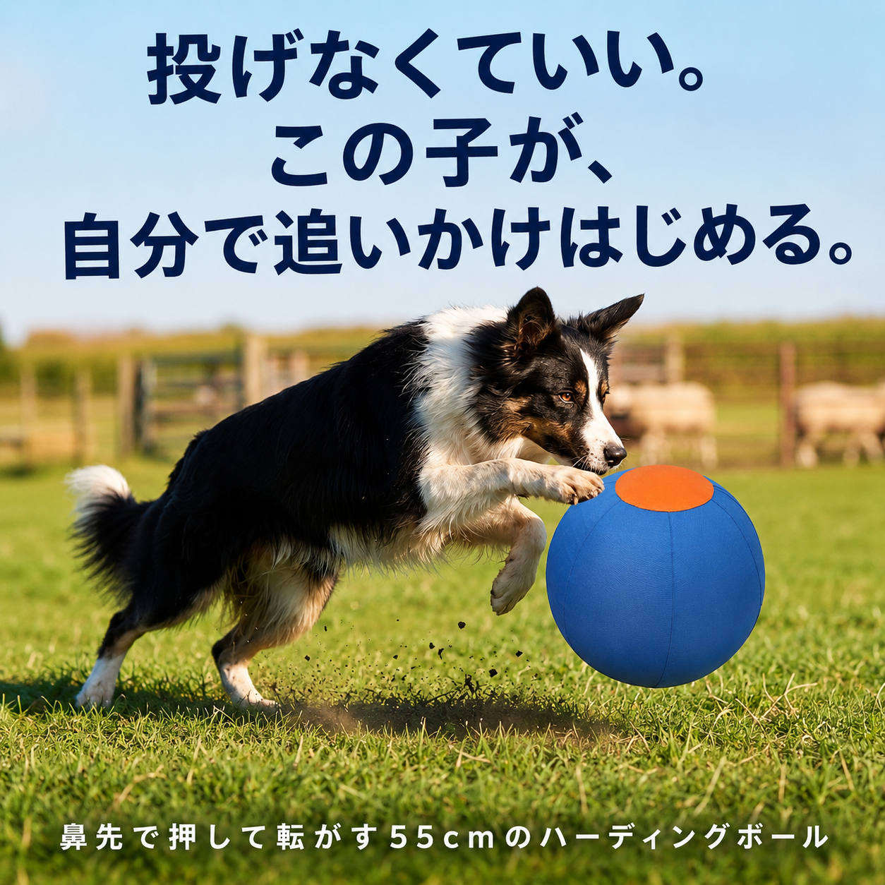 投げなくていい。犬が自分で追いかける55cmハーディングボール