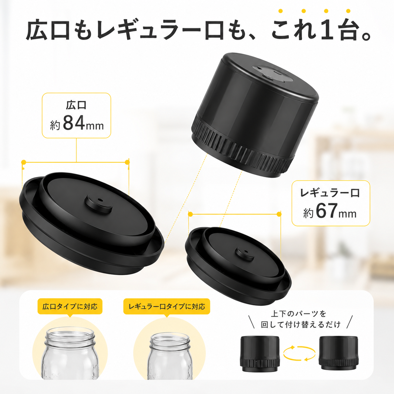 広口約84mm・レギュラー口約67mm対応