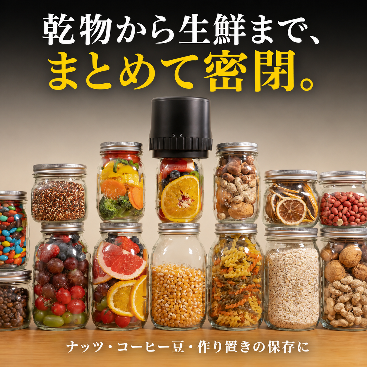 乾物から生鮮までまとめて密閉