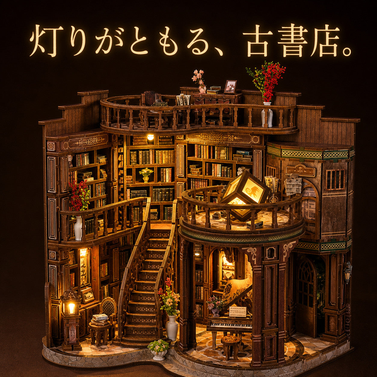 GranLusso 吹き抜けの古書店｜大型DIYミニチュアハウス 木製組み立てキット