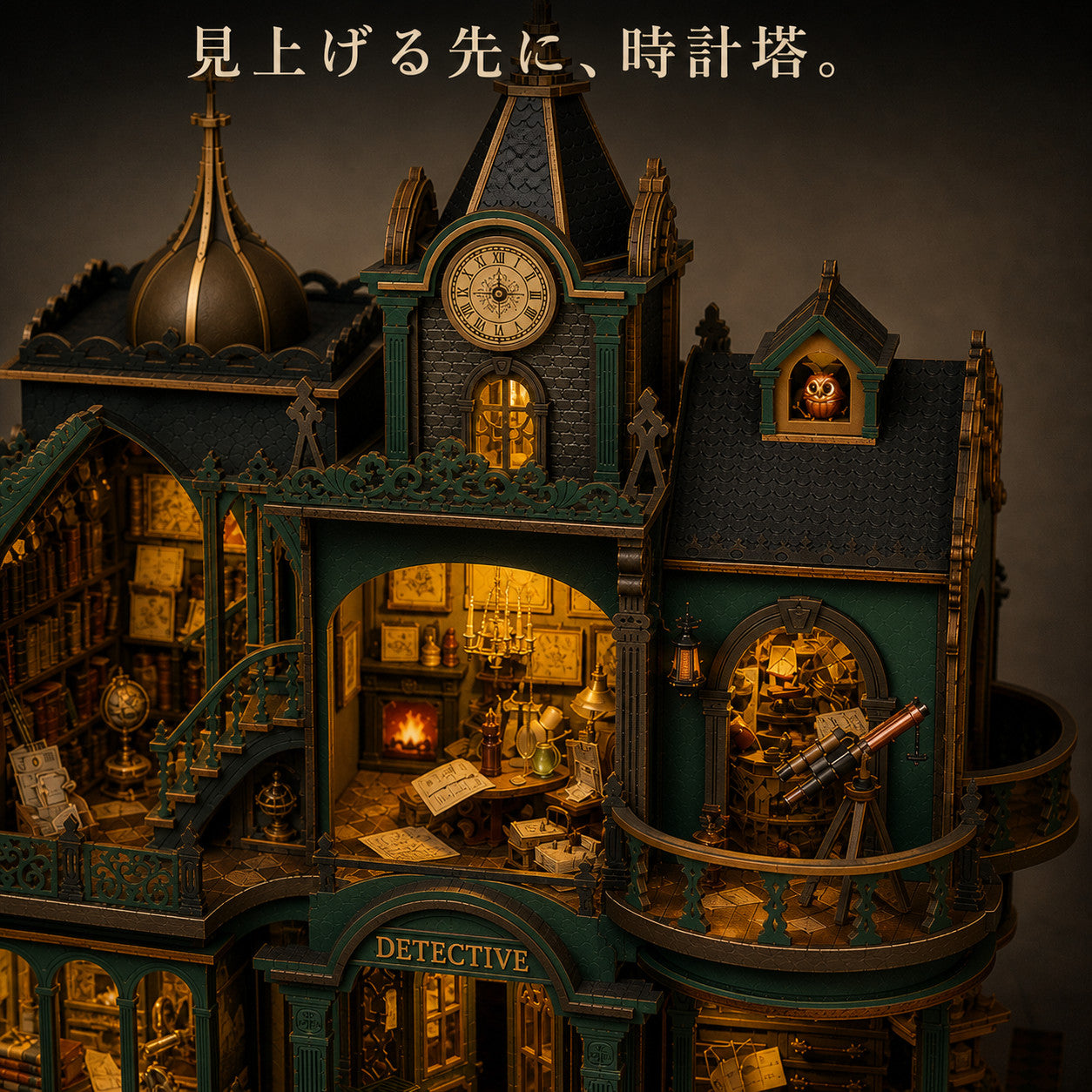 GranLusso 緑の探偵事務所｜3階建て大型DIYミニチュアハウス 木製組み立てキット