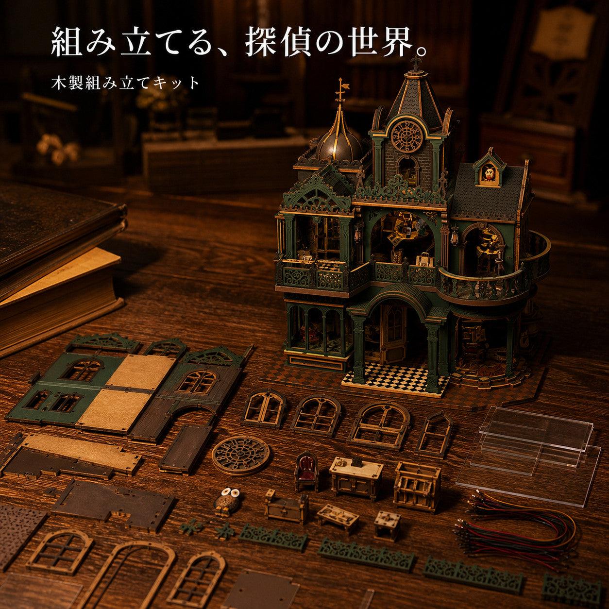 GranLusso 緑の探偵事務所｜3階建て大型DIYミニチュアハウス 木製組み立てキット