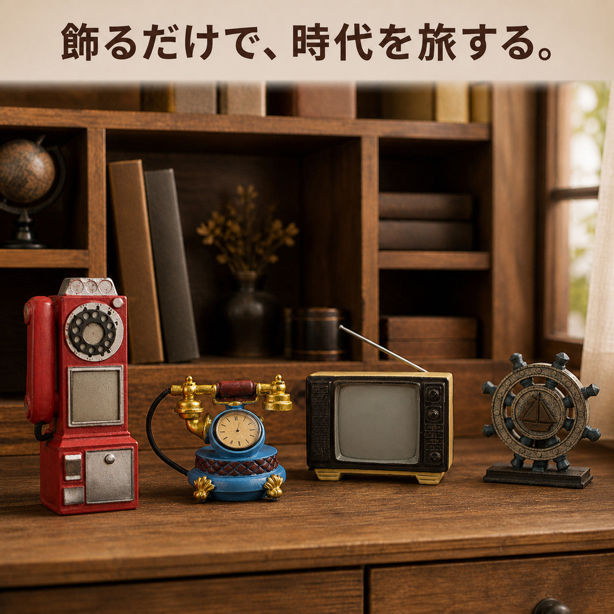 アンティーク風 レトロ電話オブジェ 全15種