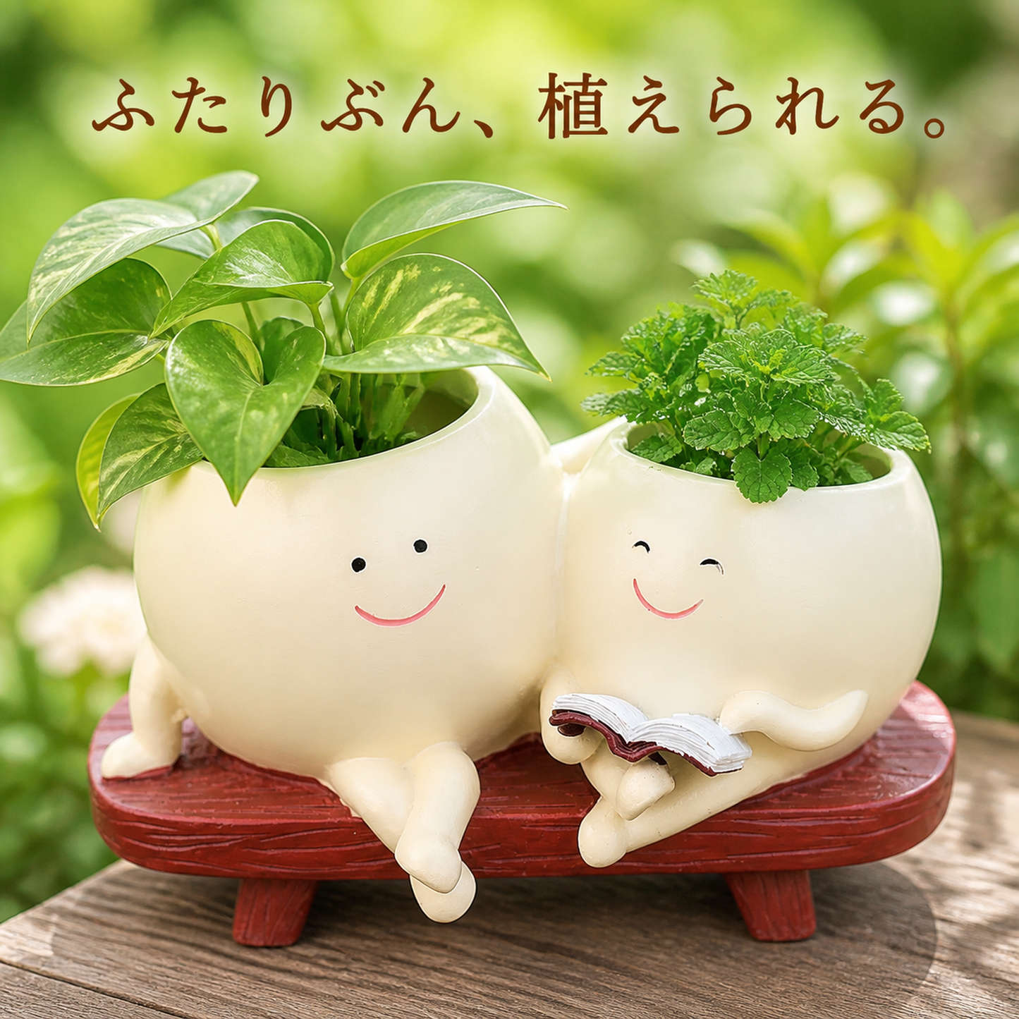 Granlusso植木鉢 かわいい ペアプランター｜仲良しふたりの植木鉢